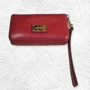 Michael Kors Ostrich Leather Wallet Wristlet Red